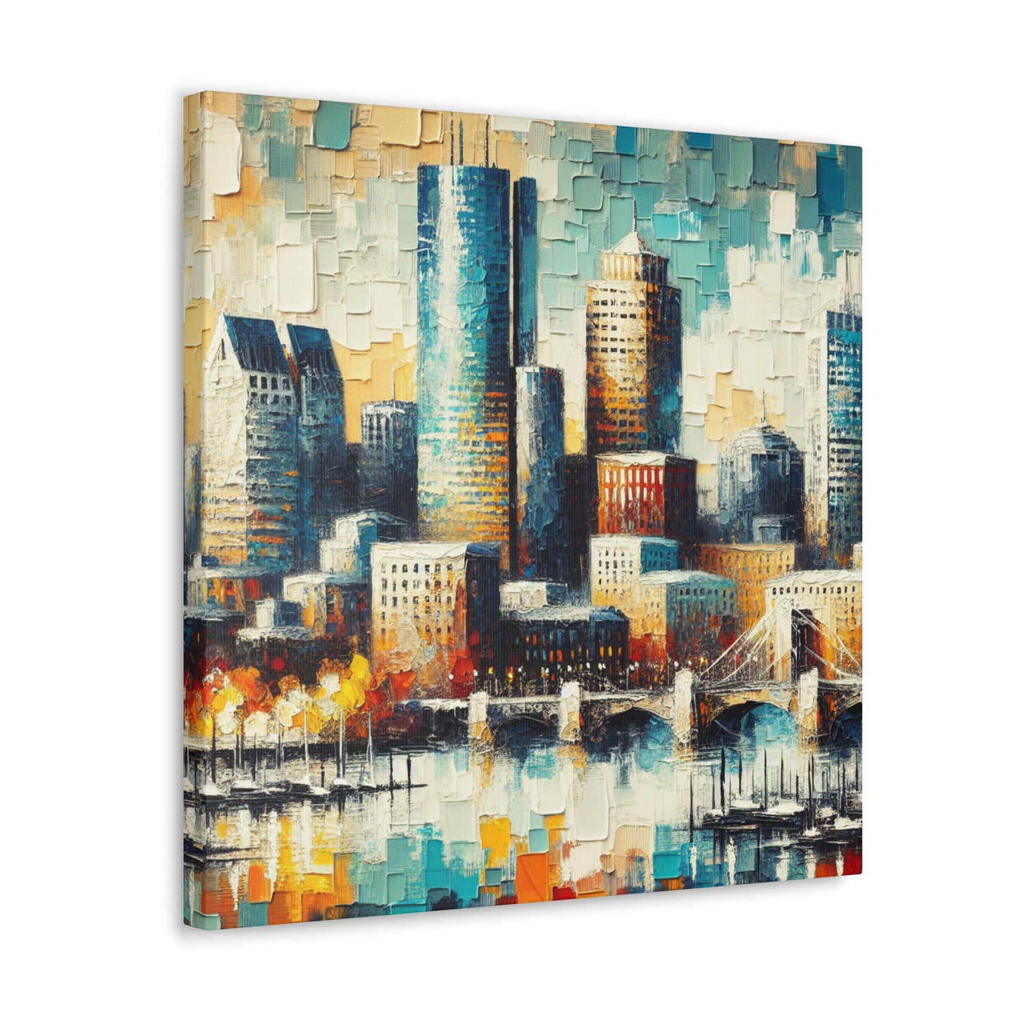 Urban Symphony in Blue - Canvas