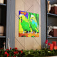 Budgies in Bloom. - Canvas