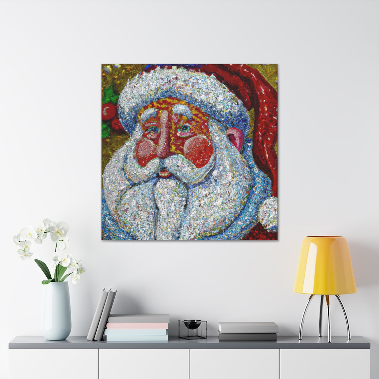 Santa's Pointillism Joy - Canvas