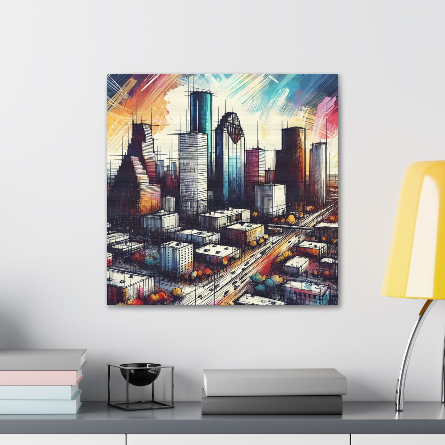 "Urban Luminosity: Houston's Vibes" - Canvas