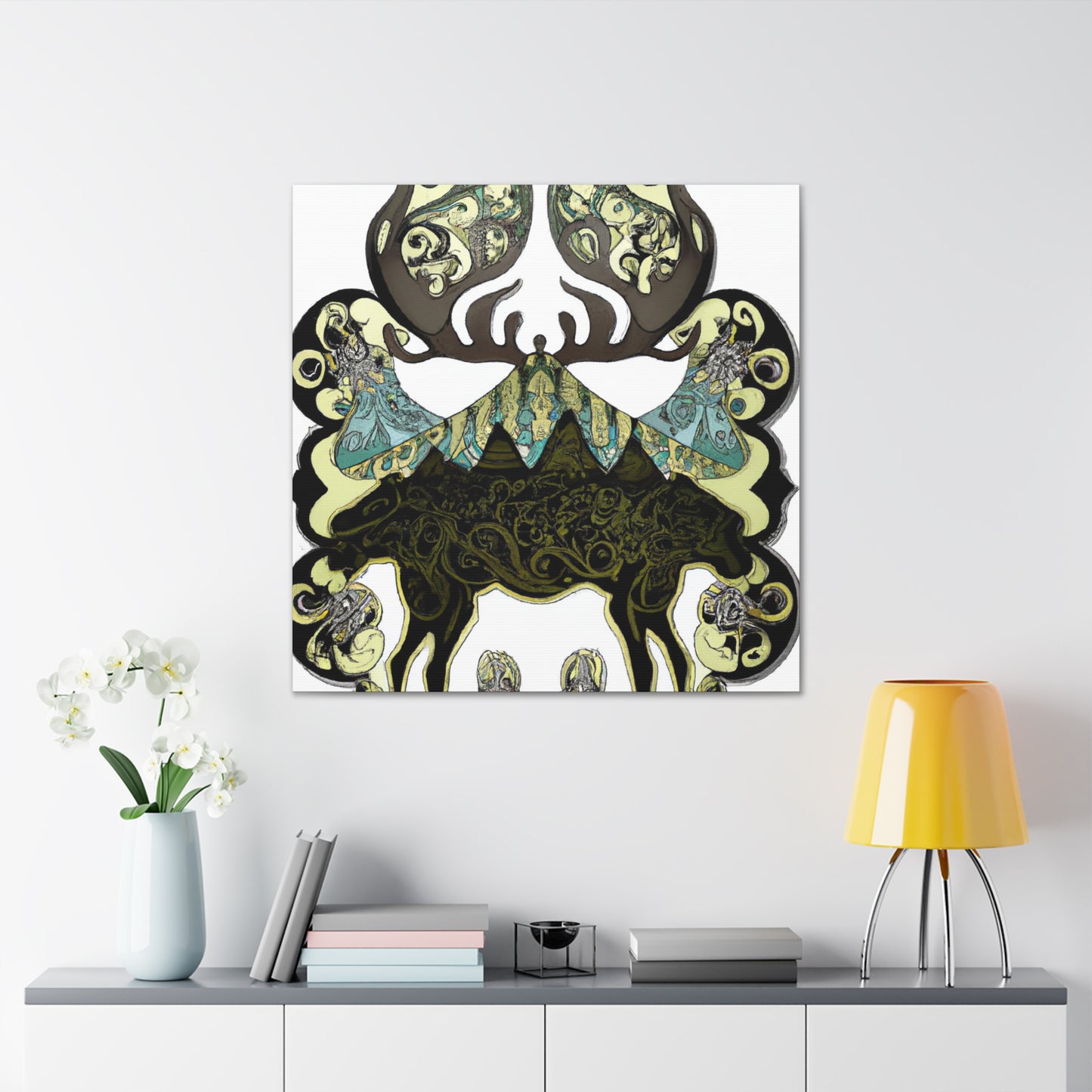 Moose in Moonlight Glow. - Canvas