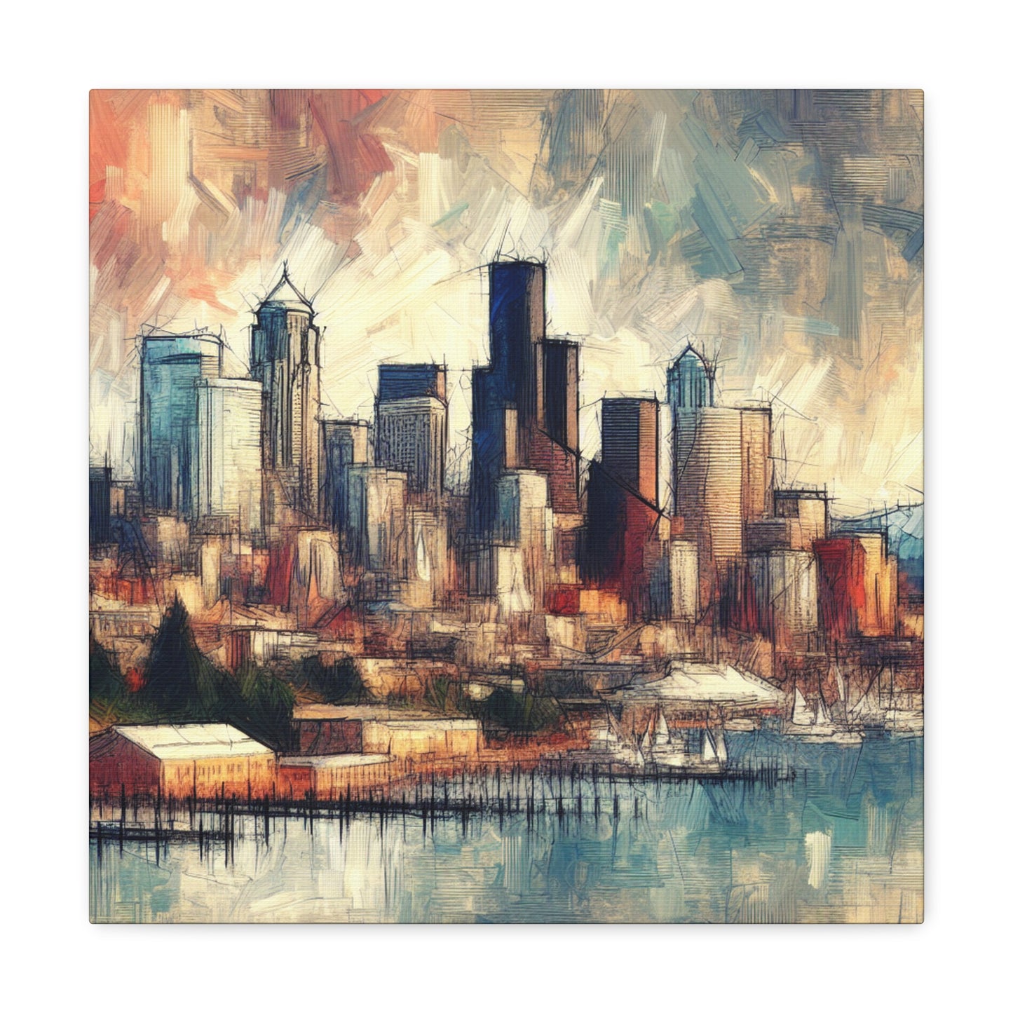 "Emerald City's Vibrant Chaos" - Canvas