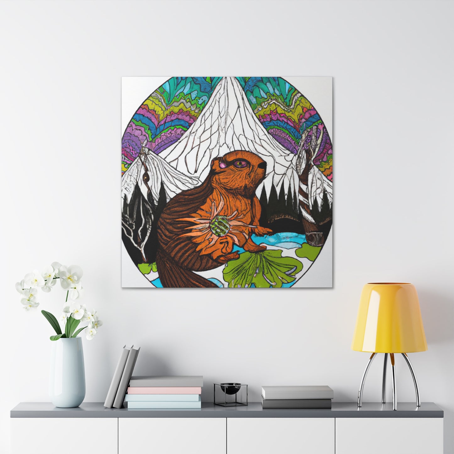 "Beaver in Moonlight Glow" - Canvas