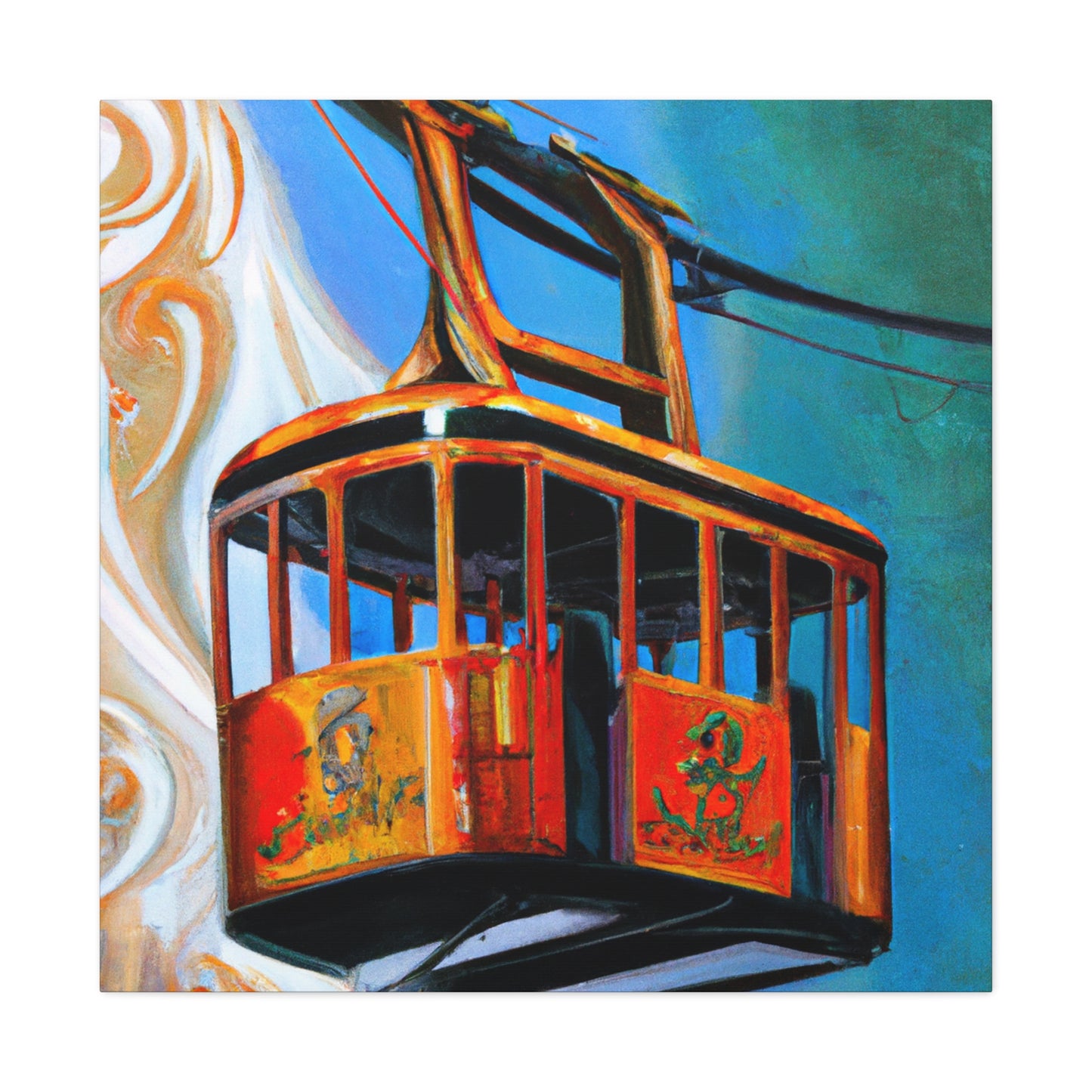 "Cable Car Sunset Scene" - Canvas