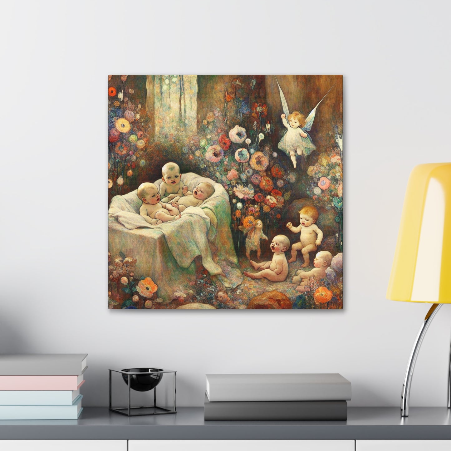 Whimsical Blooms and Sprites - Canvas