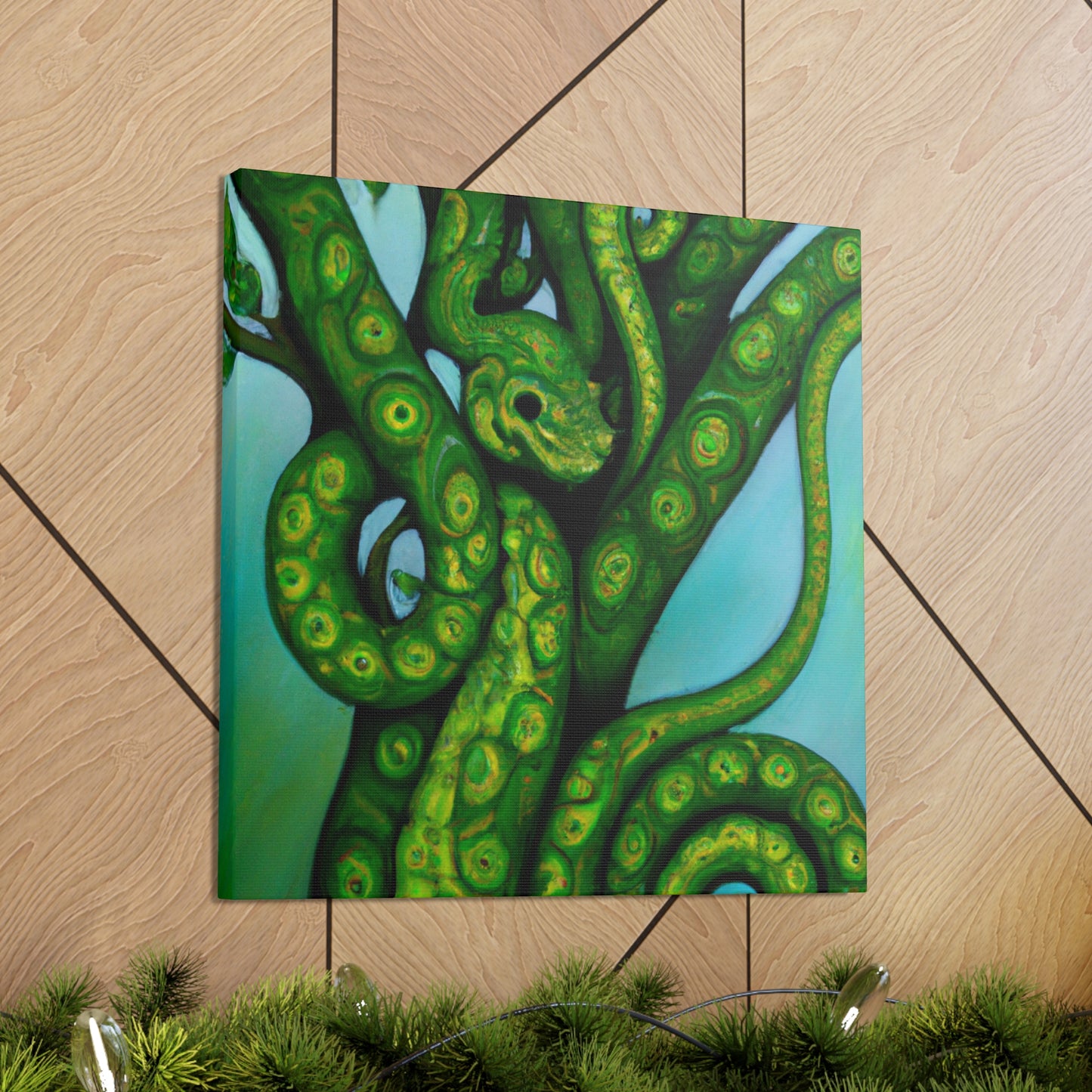 Green Python in Bloom - Canvas