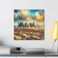 "Cityscape Reflections Transcendent Glow" - Canvas