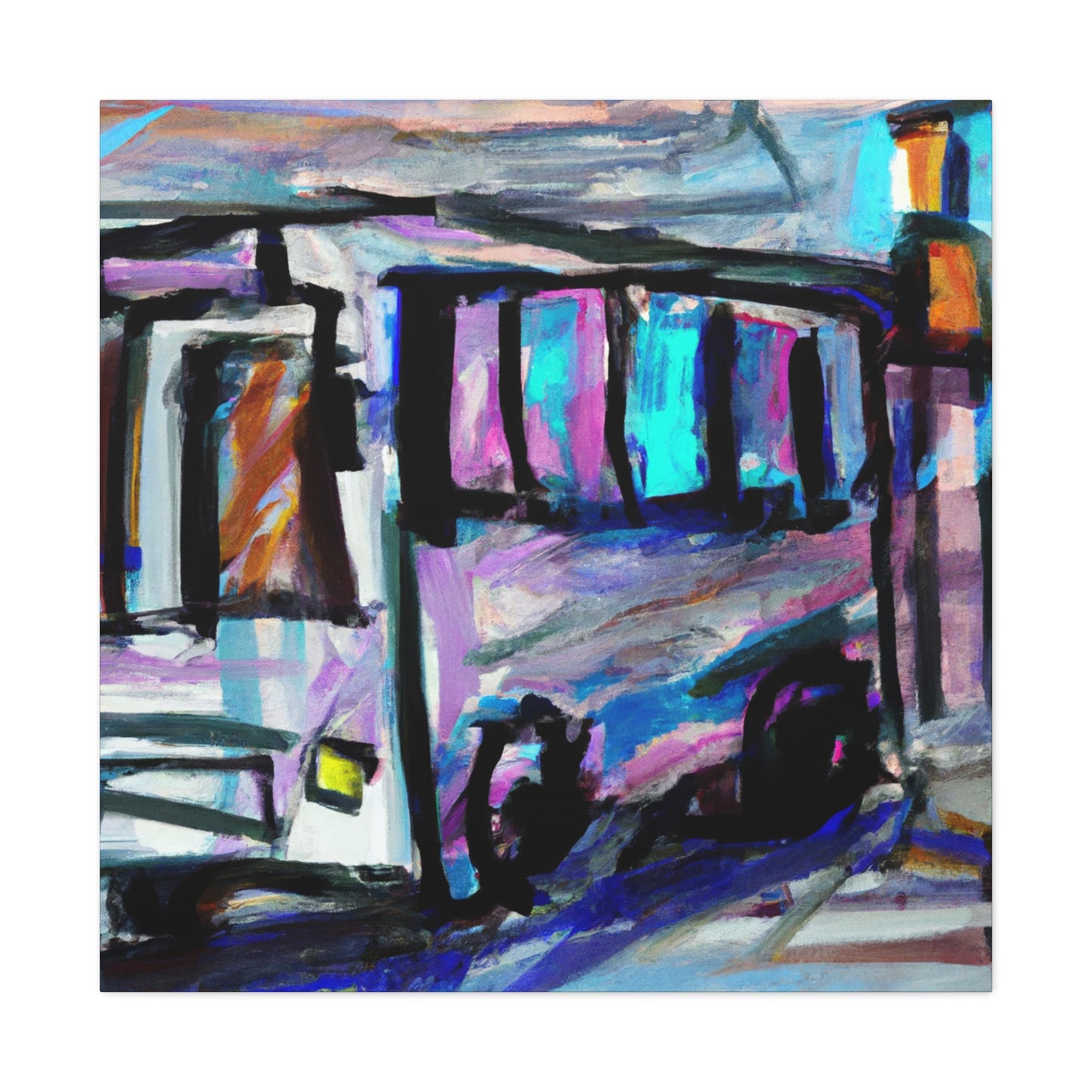 "Bus in Turbulent Motion" - Canvas