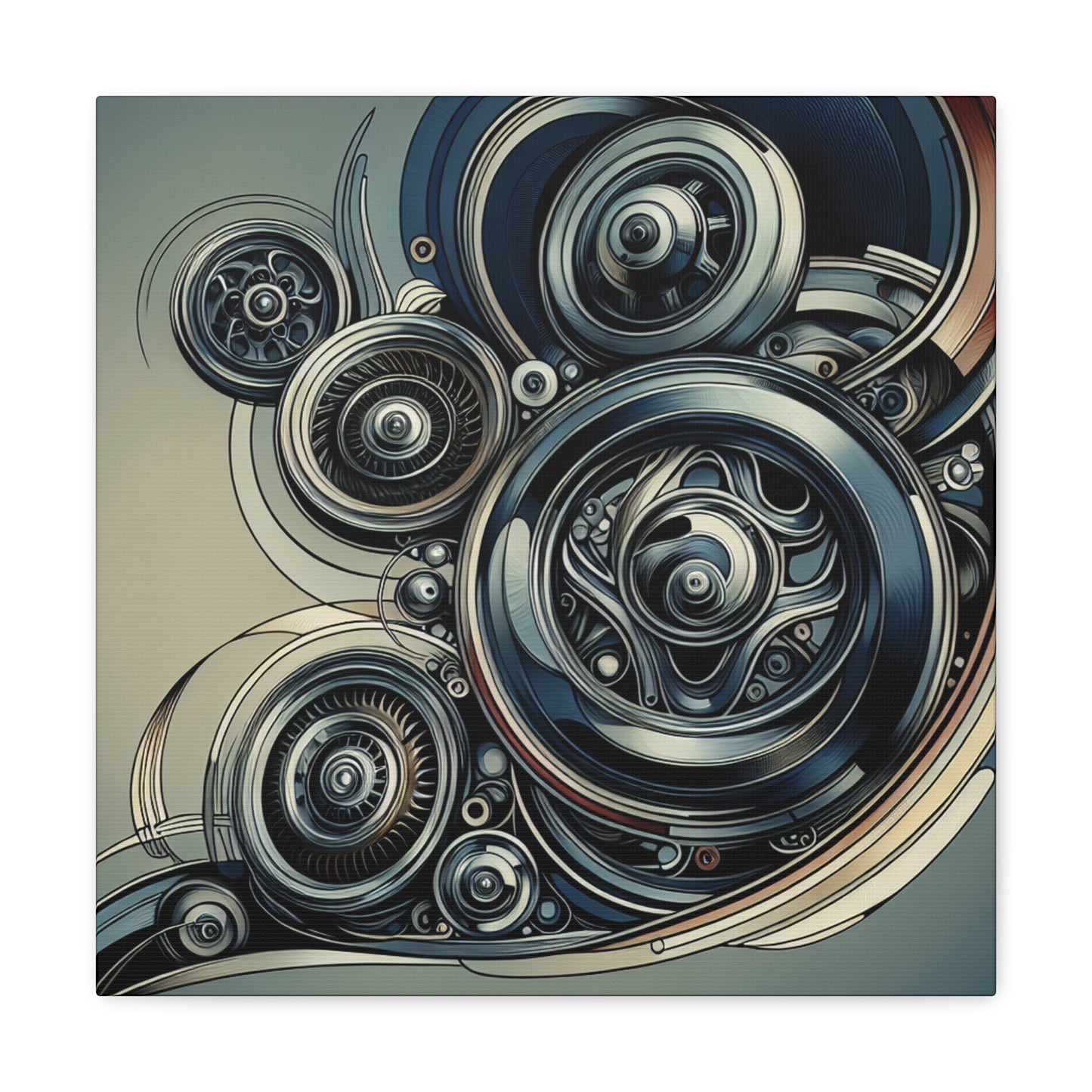 "Reflective Revolutions: Hubcaps" - Canvas