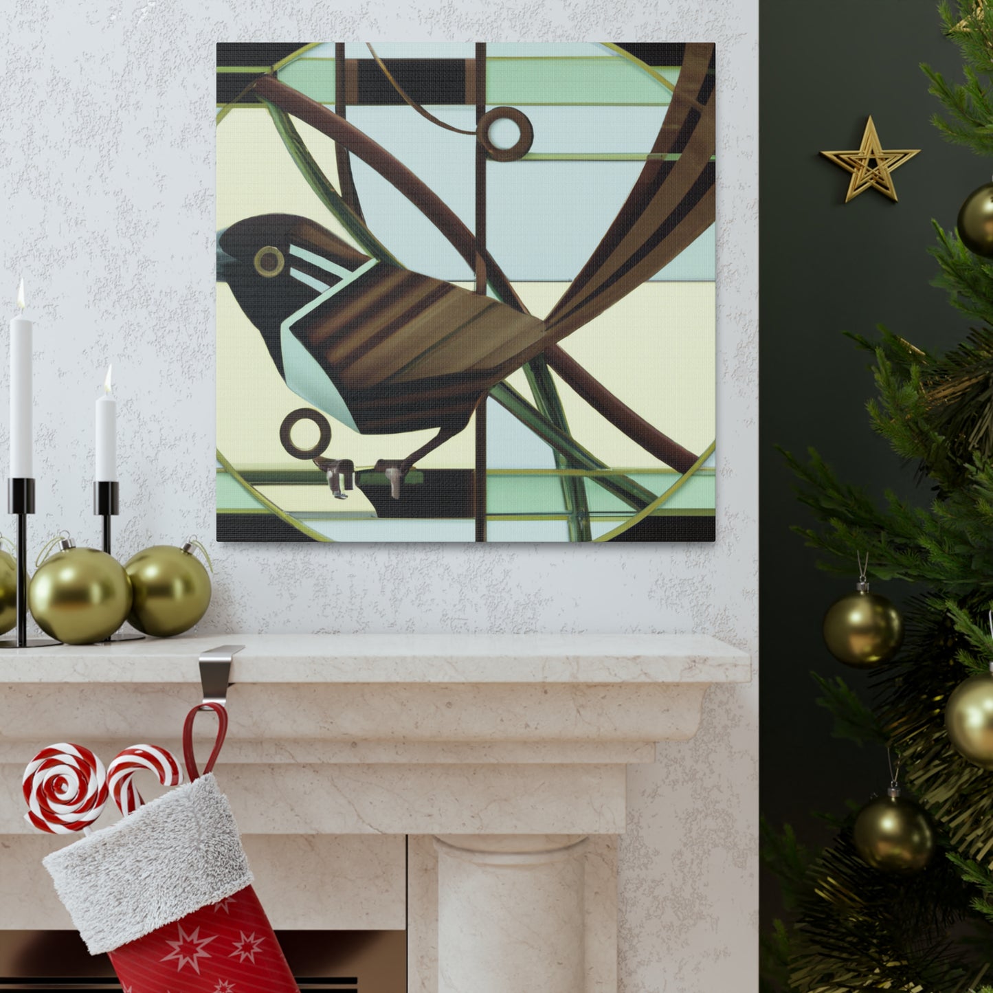 "Song Sparrow in Deco" - Canvas