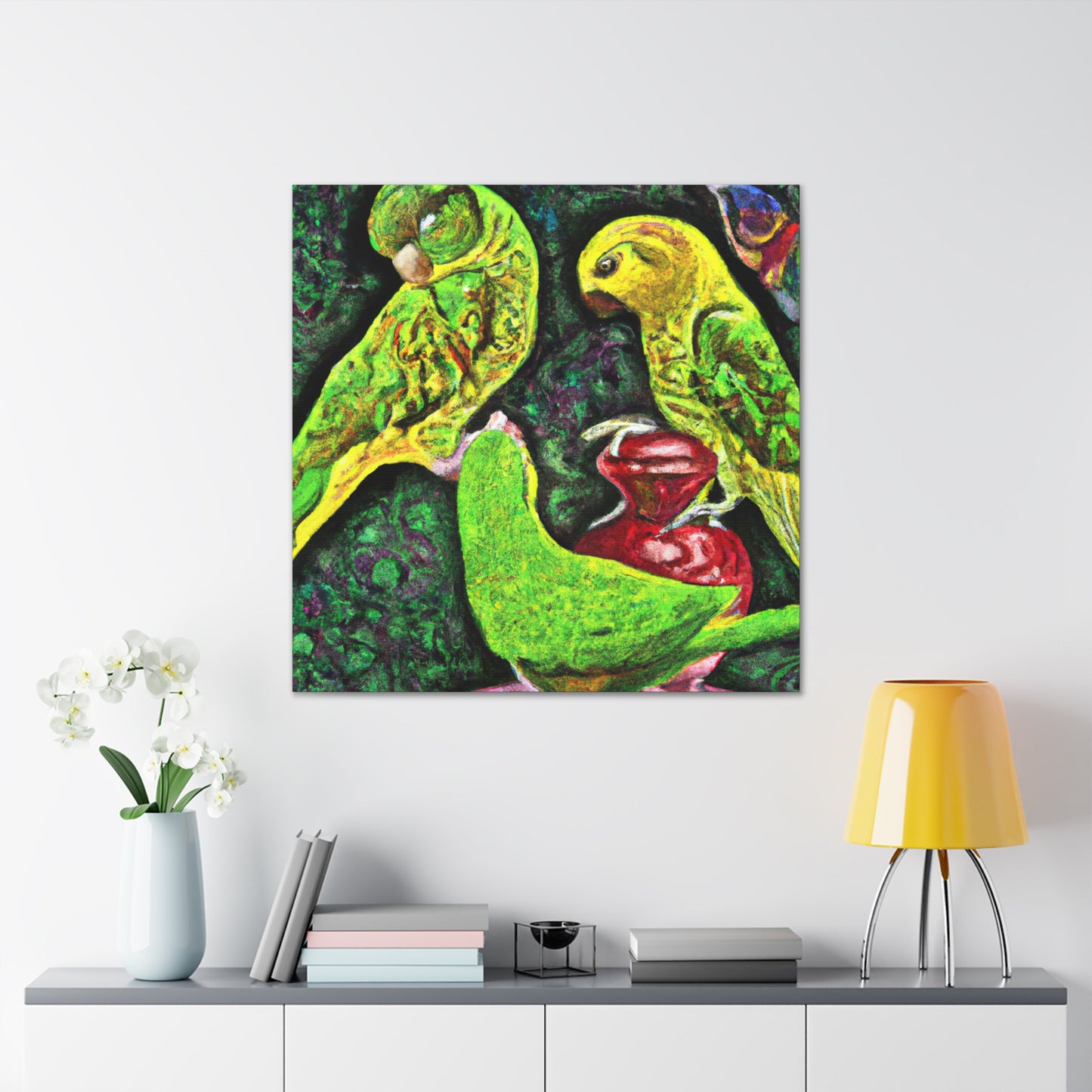 "Conures in Heavens Haze" - Canvas