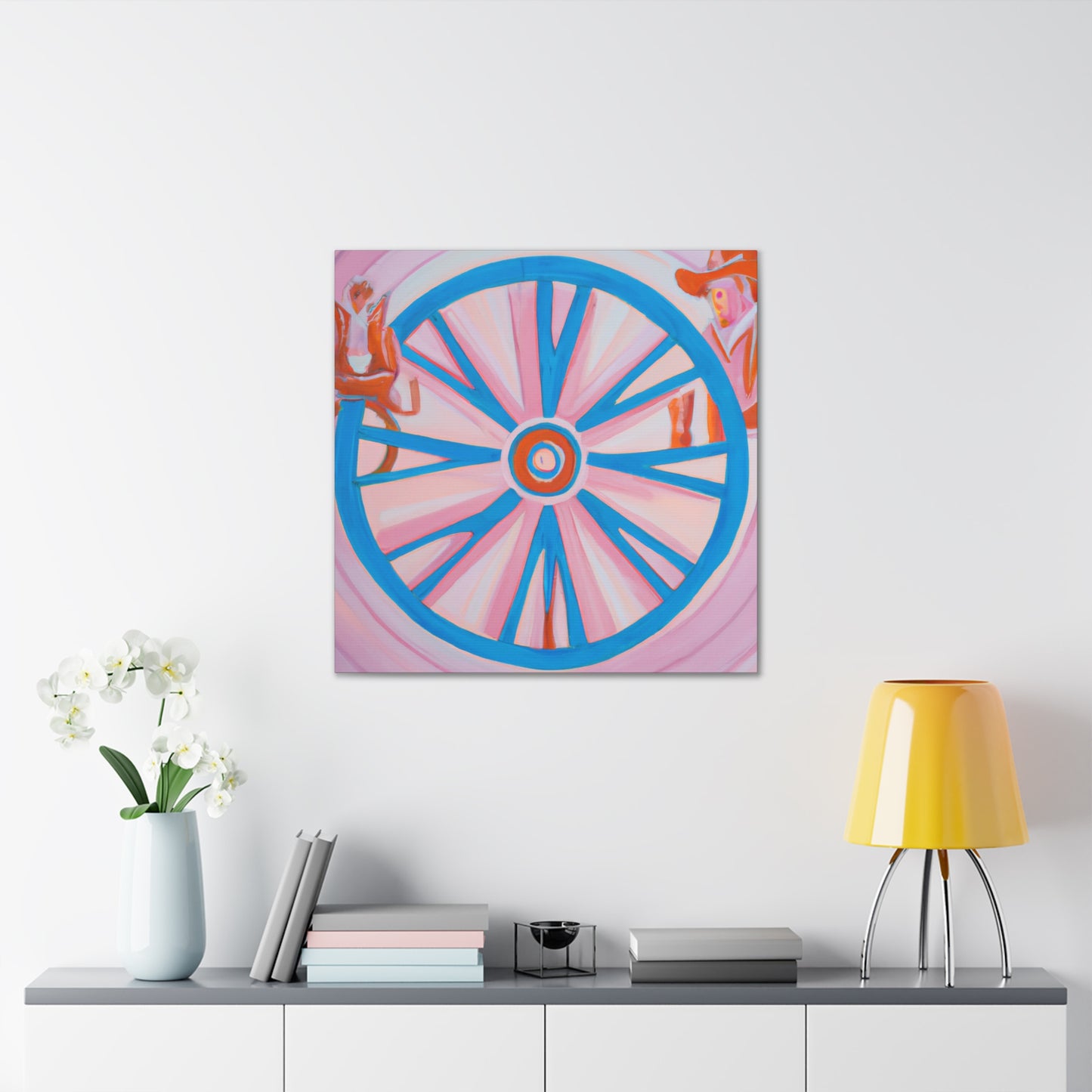 The 1920s were an era of great artistic innovation, and the style today is known as Art Deco. Wagon wheel designs were a popular motif during this period and could be seen in everything from furniture to light fixtures. A vintage wagon - Canvas