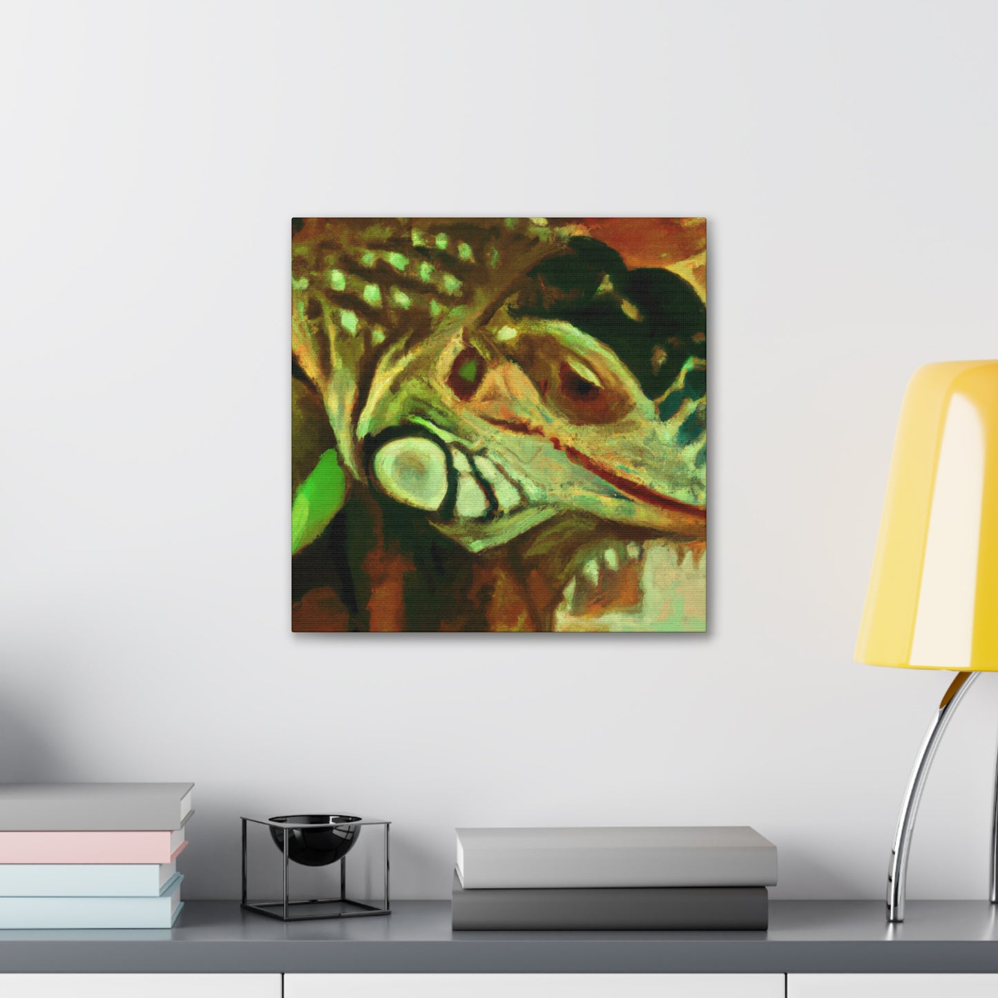 "Green Iguana Solitude" - Canvas