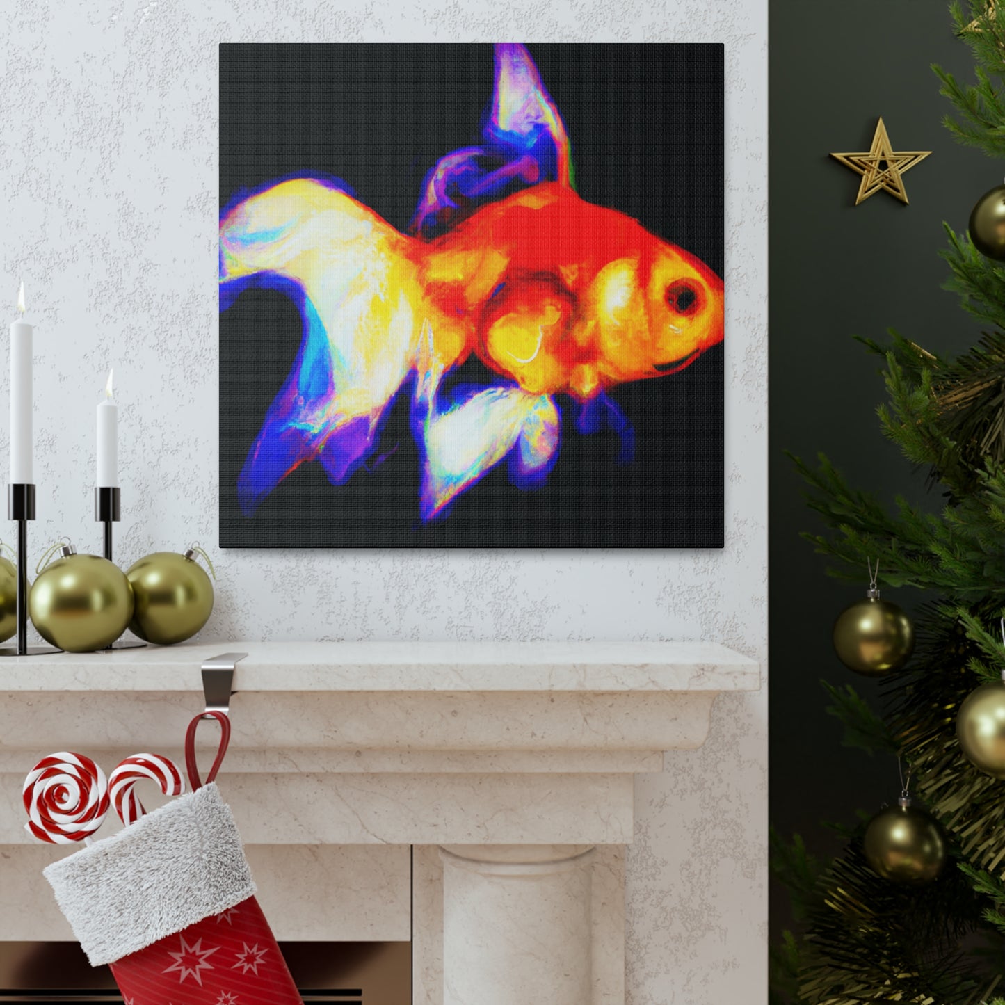 "Golden Fish Delight" - Canvas