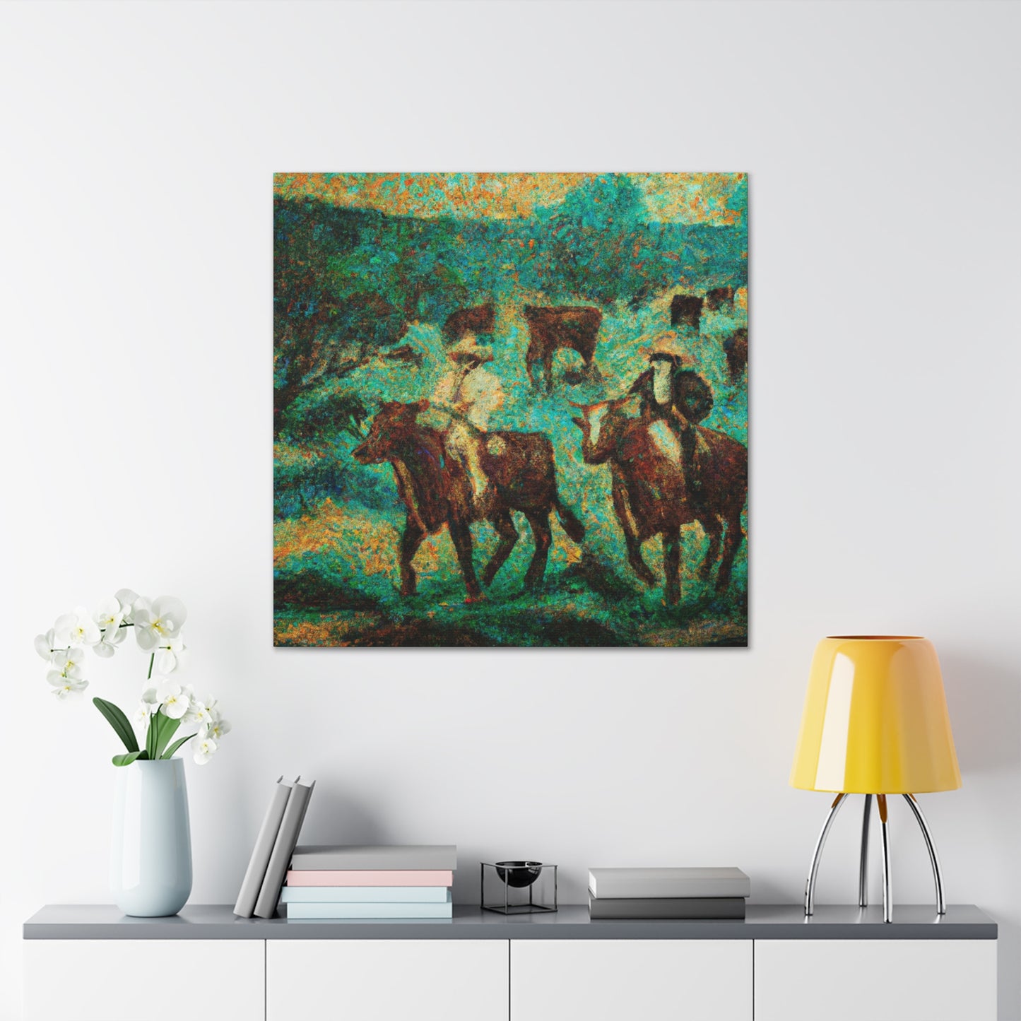 "Herd of Cattle Drive" - Canvas