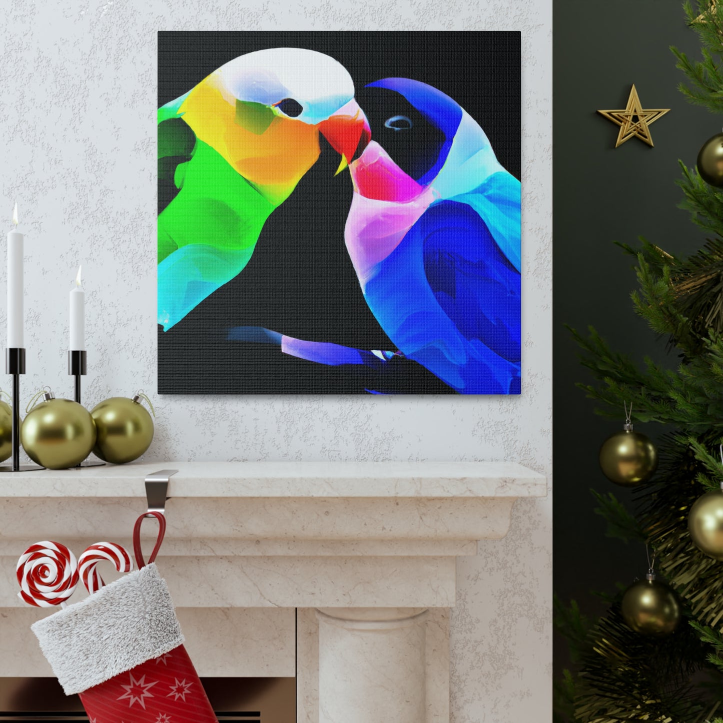 Lovebirds in Moonlight - Canvas