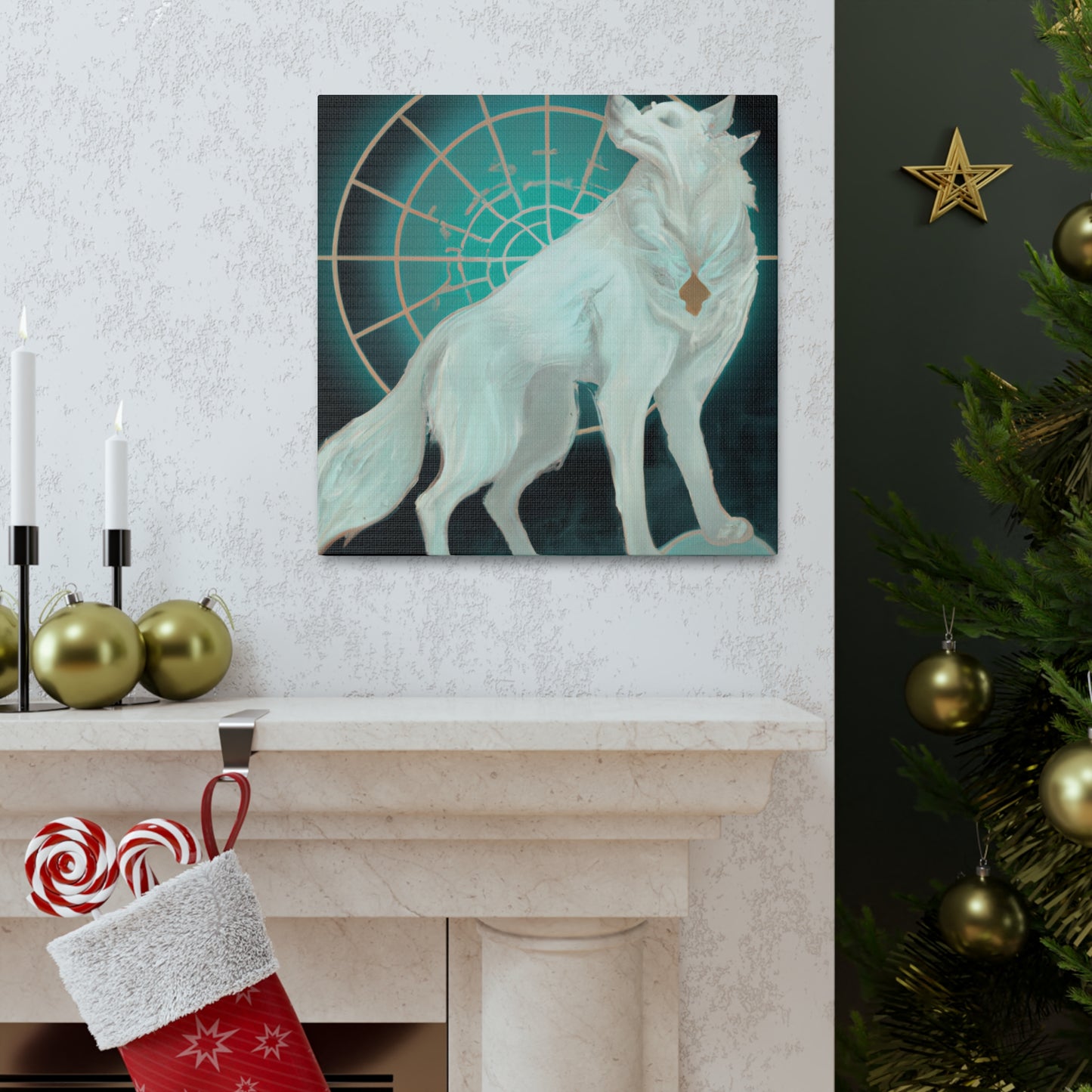 "Arctic Wolf in Deco" - Canvas