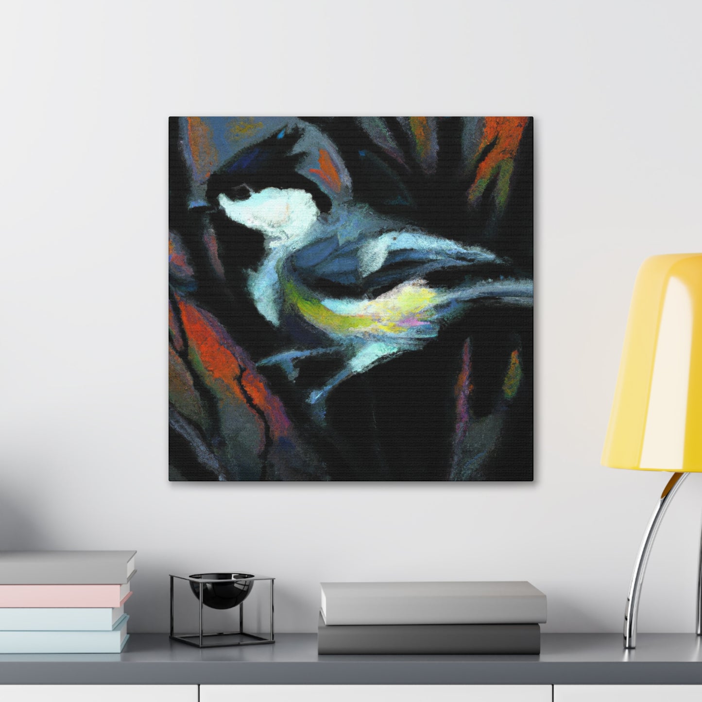 Tufted Titmouse Fauvism - Canvas