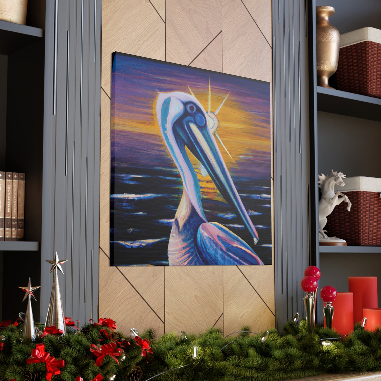 "Pelican in Flight Deko" - Canvas