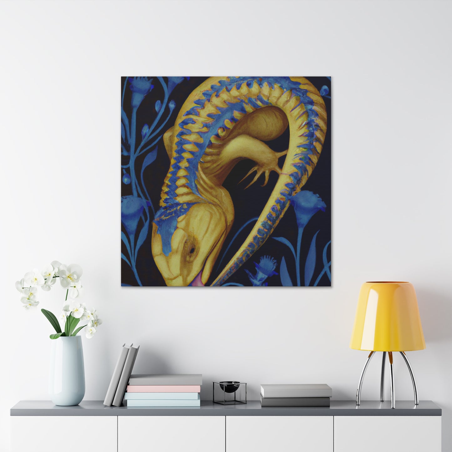 "Blue-Tongued Skink Oasis" - Canvas