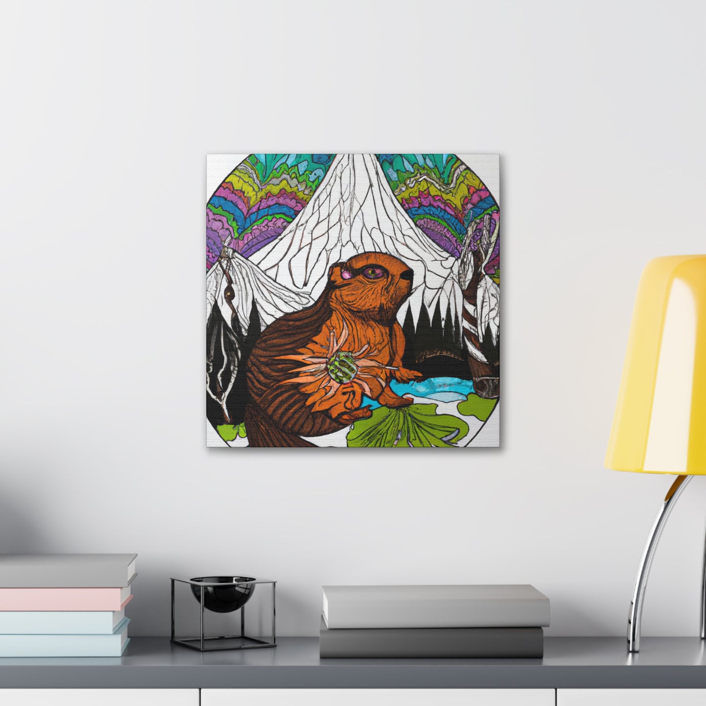 "Beaver in Moonlight Glow" - Canvas