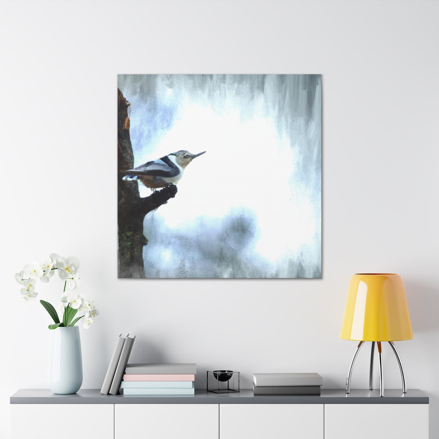 "White-Breasted Nuthatch Bliss" - Canvas