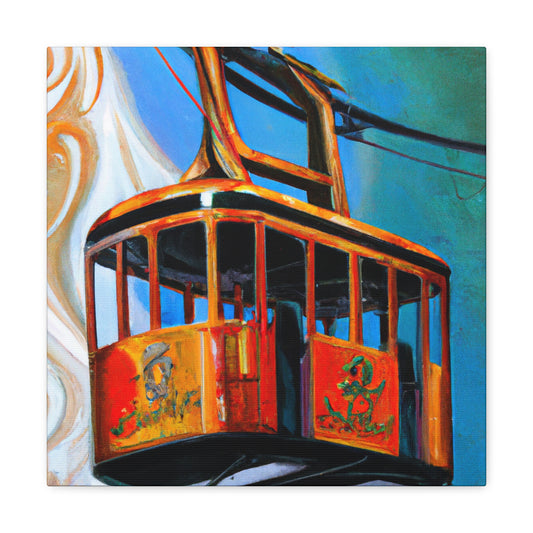 "Cable Car Sunset Scene" - Canvas