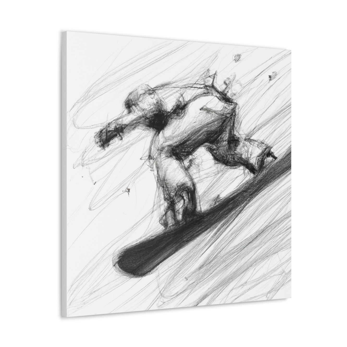 Board on Snowy Mountains - Canvas