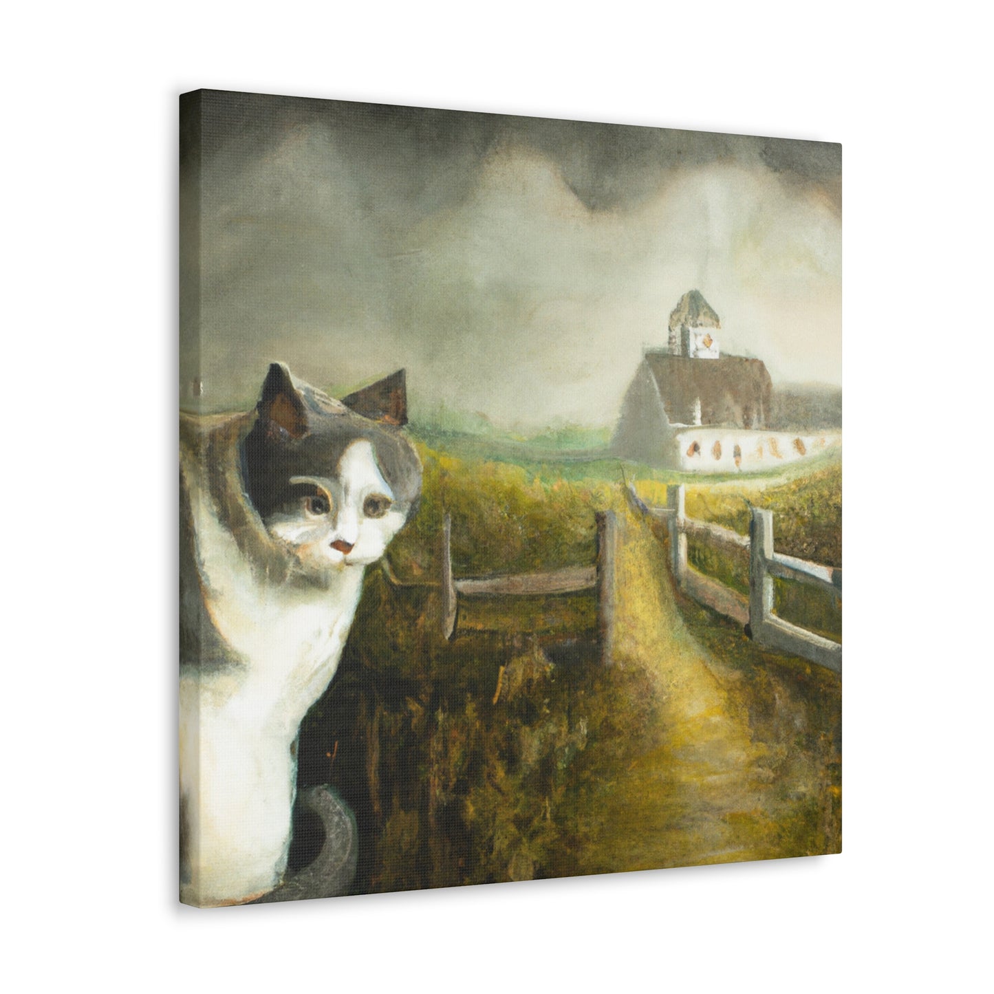 Sleeping Barn Cat Dreaming - Canvas