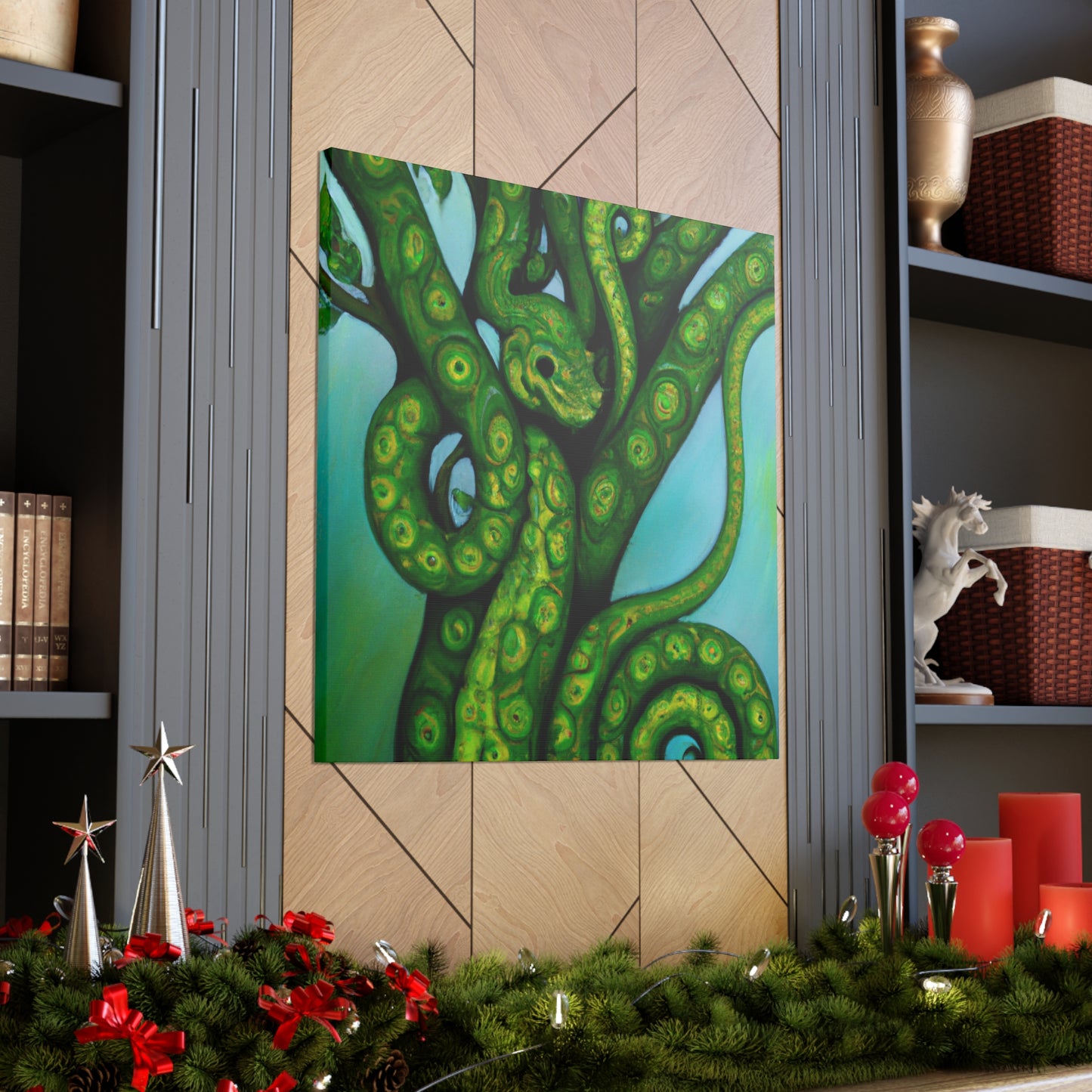 Green Python in Bloom - Canvas