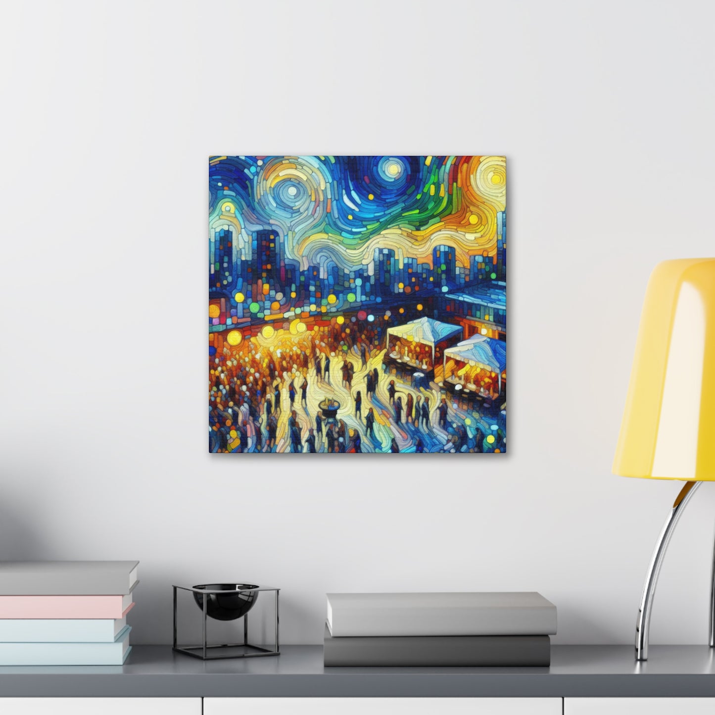 "Vibrant Rooftop Revelry" - Canvas