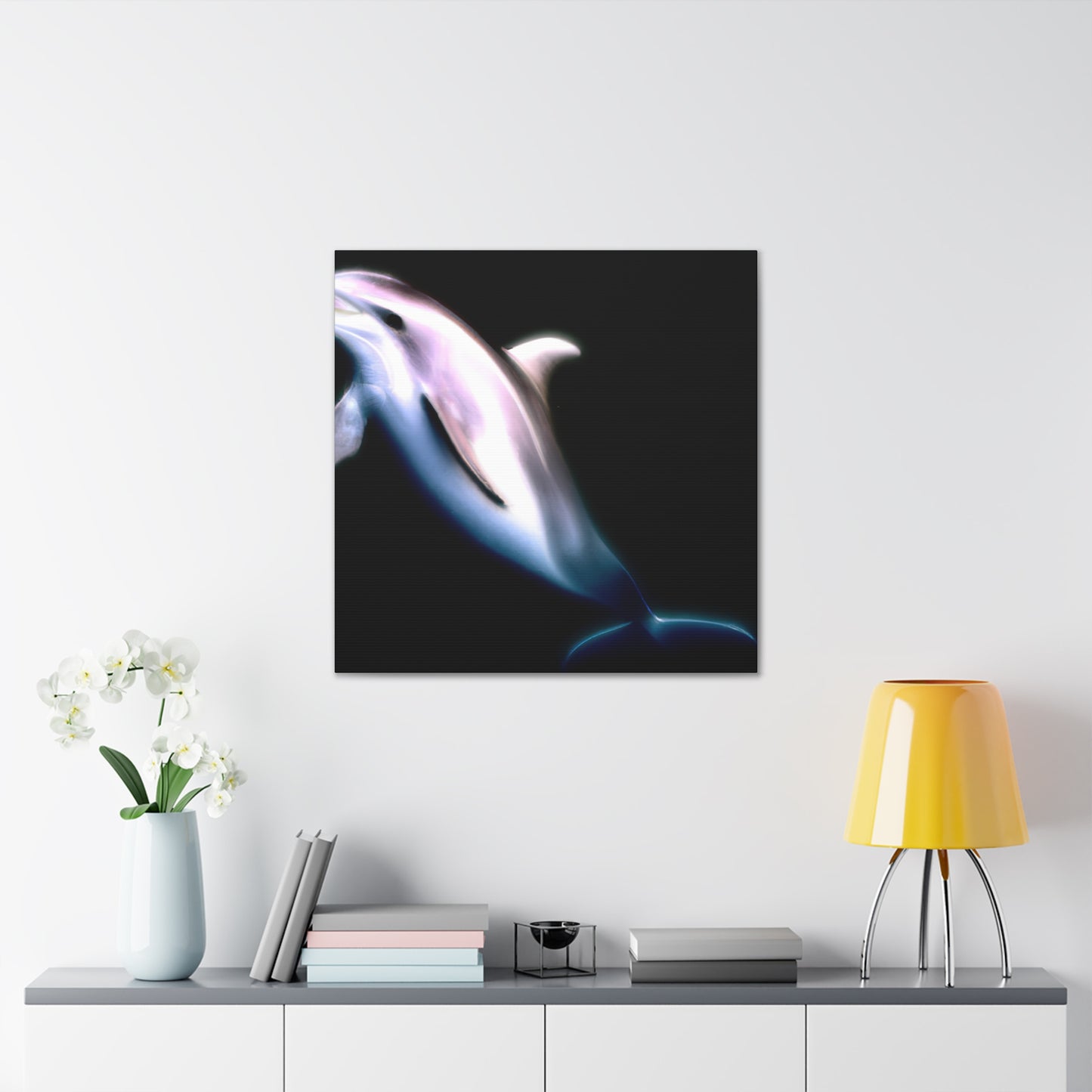 Dolphins in Moonlight Glow - Canvas