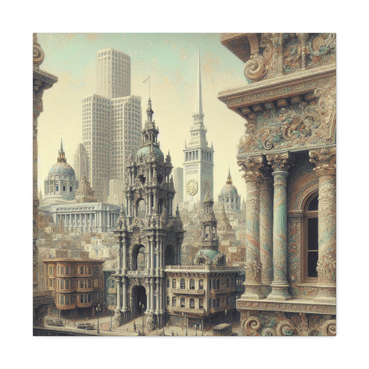 "Golden City's Rococo Splendor" - Canvas