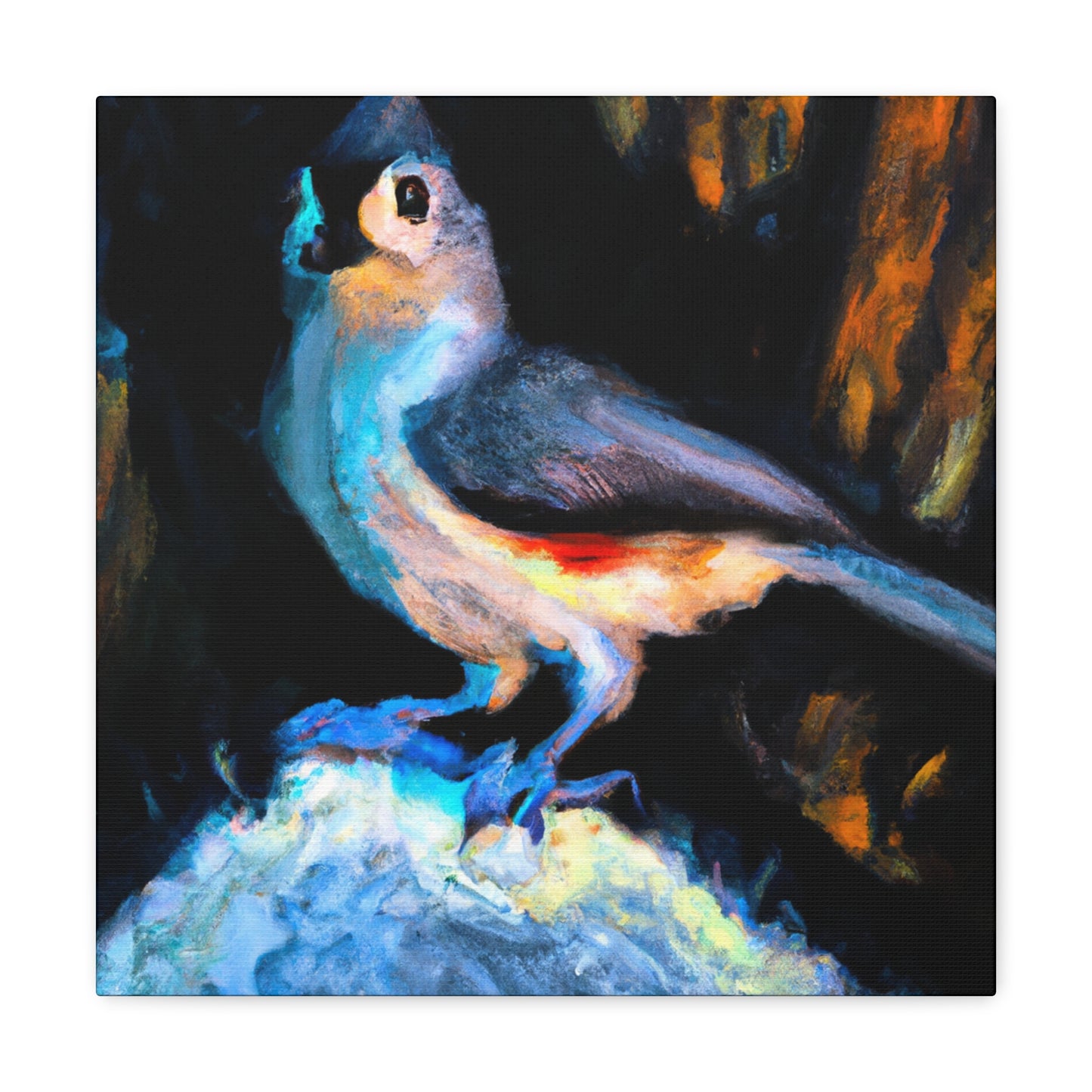 "Tufted Titmouse Expressionism" - Canvas