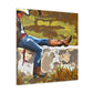 "Cowboy Contemplating Sunset" - Canvas