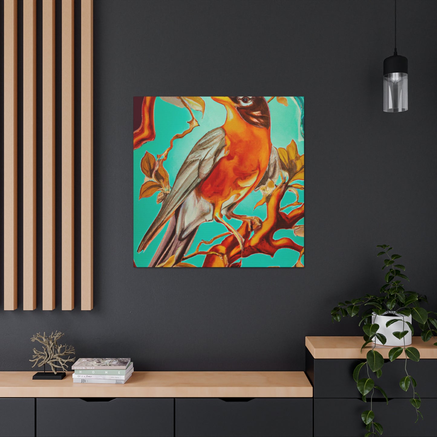 "American Robin's Songbird Symphony" - Canvas