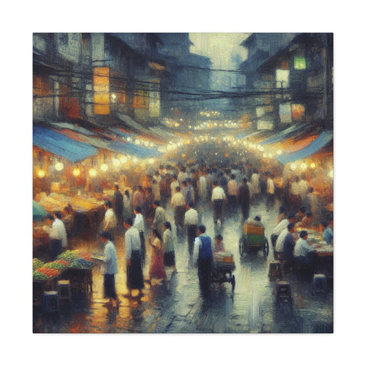 "Enchanting Twilight Stalls" - Canvas