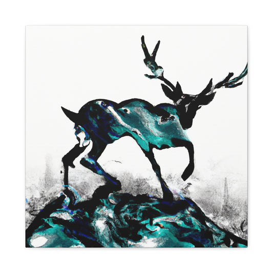 Deer in Moonlight Glade - Canvas