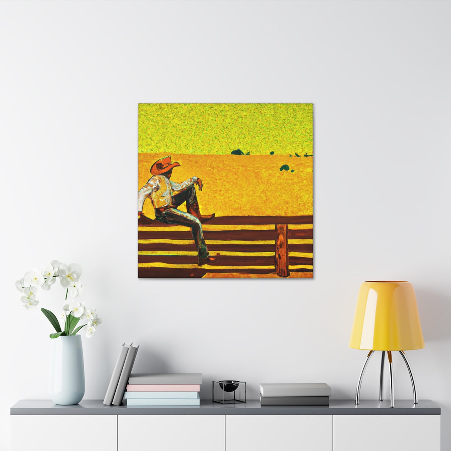 Cowboy on the Fence - Canvas