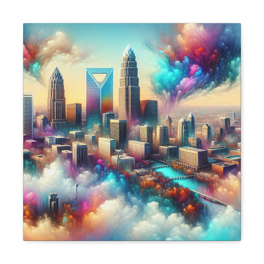 "Cityscape Symphony: Charlotte" - Canvas