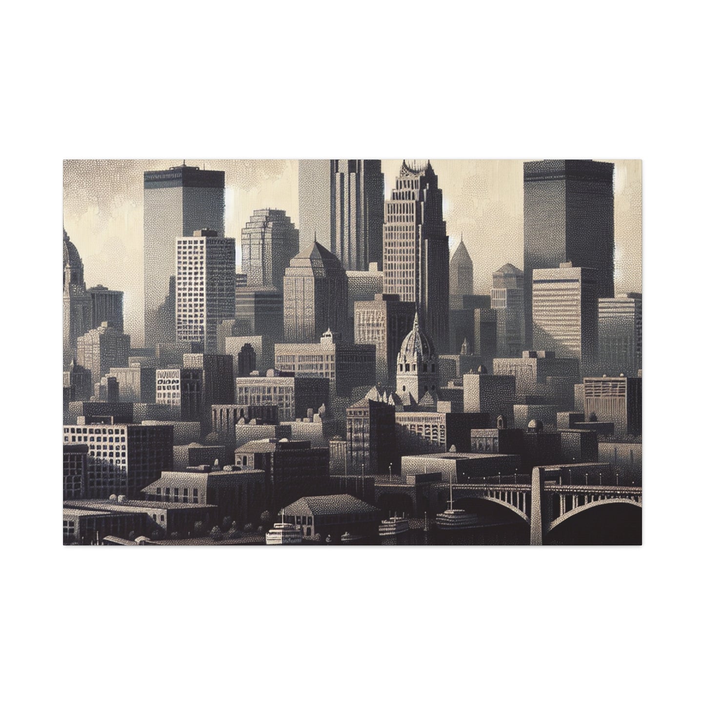 "Twilight Tapestry: Urban Hues" - Canvas