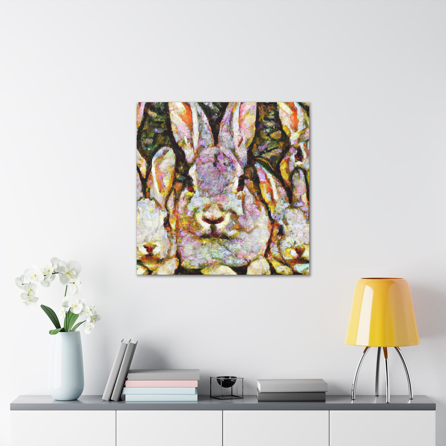 "Rabbit Among Daisies" - Canvas