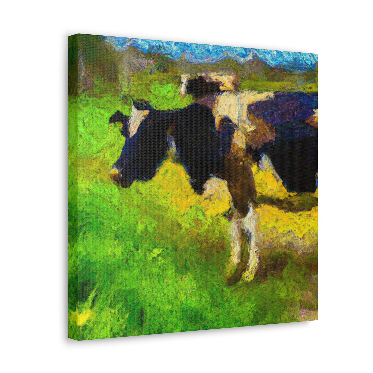 "Cow grazing, Impressionism" - Canvas