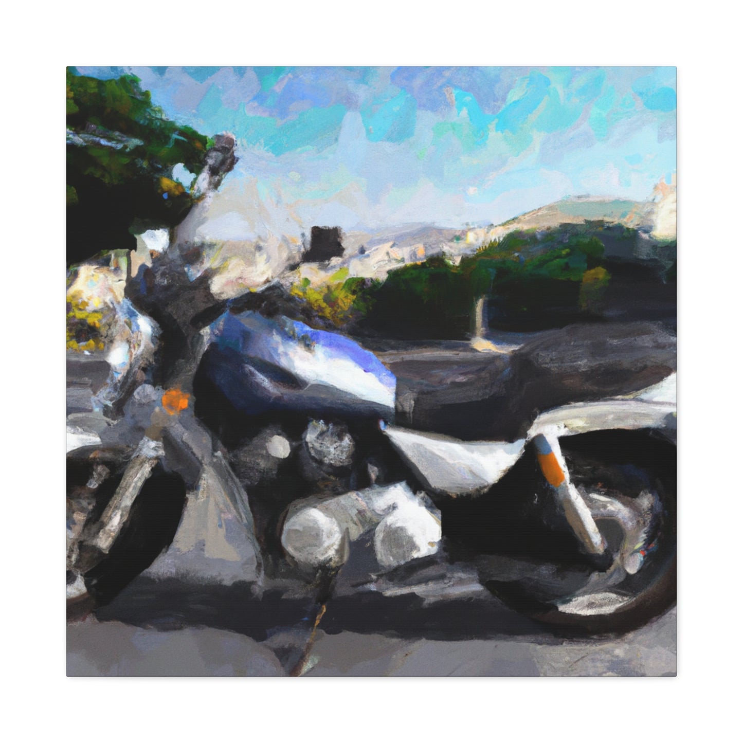 "Motorcycle: Hyperreal Vision" - Canvas