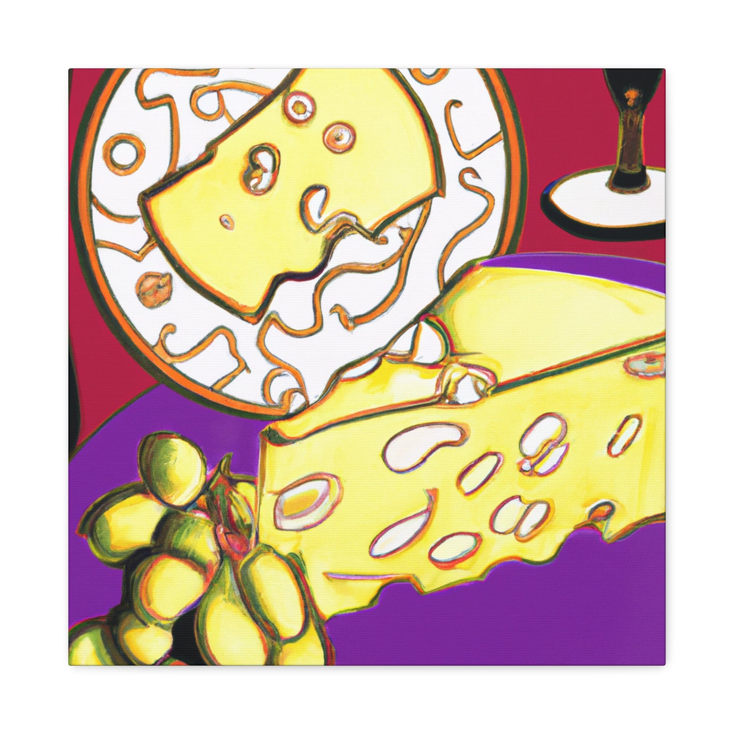 Still Life: Cheese Grapes - Canvas