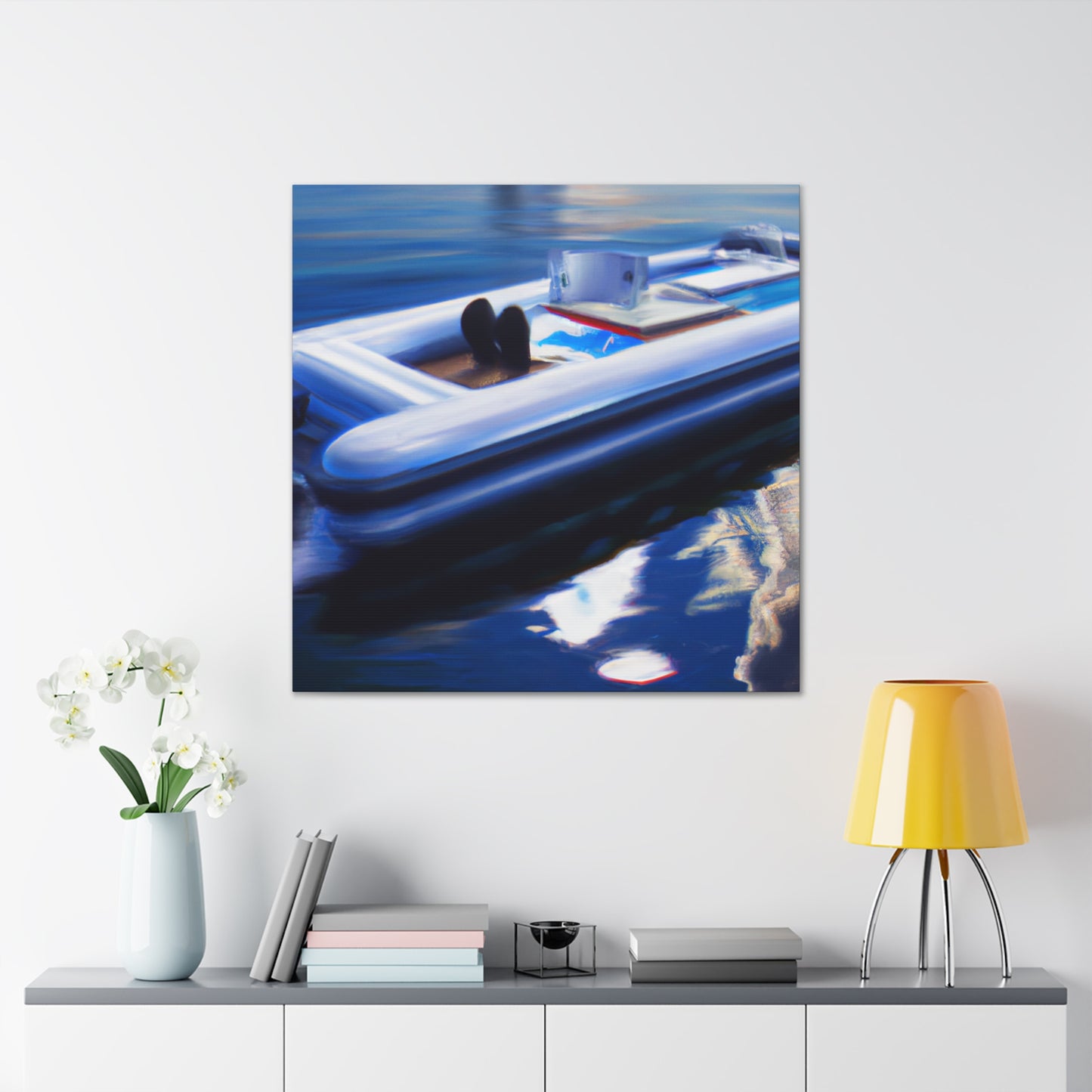 Pontoon Boat Sunrise. - Canvas