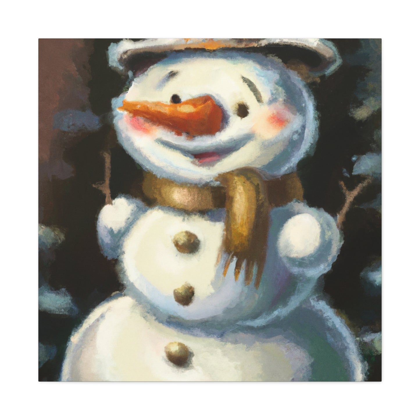 "A Winter Snowman Smile" - Canvas