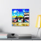 "Sunlit Seaside Shops" - Canvas