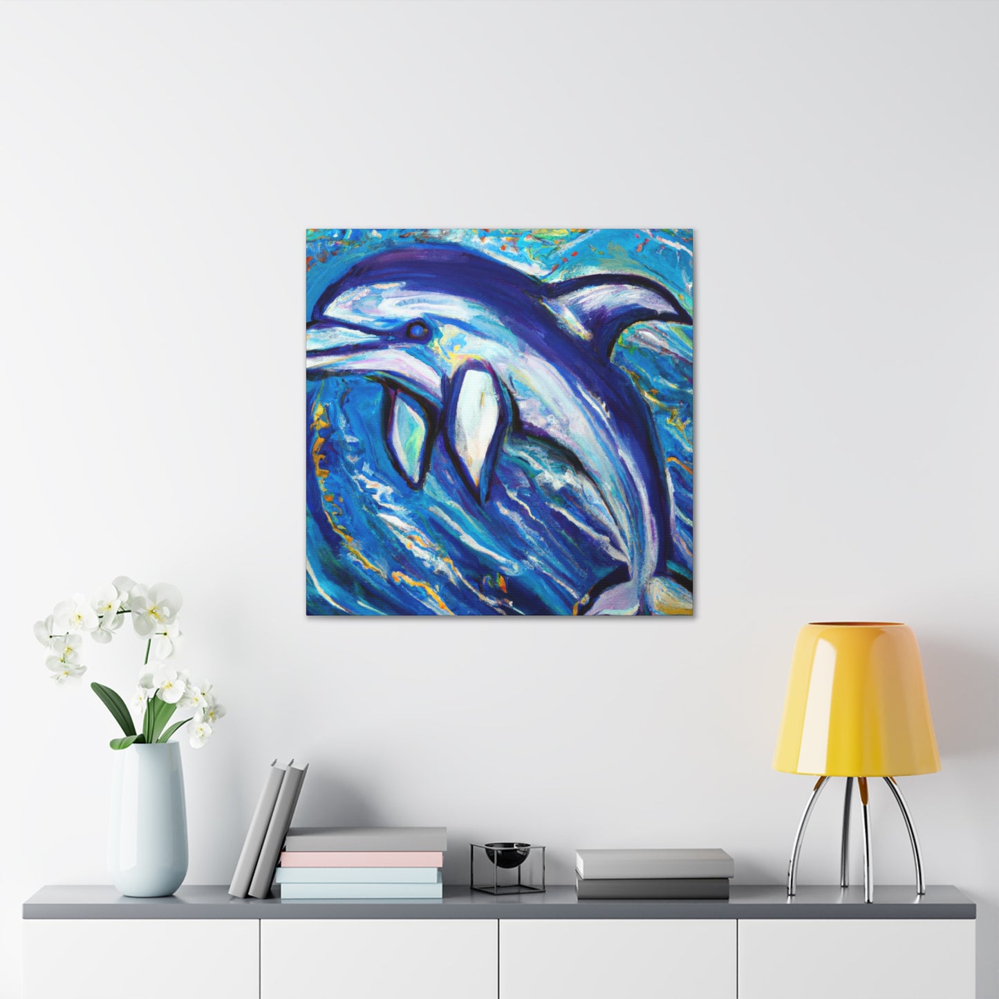 Dolphins in Expressionism - Canvas