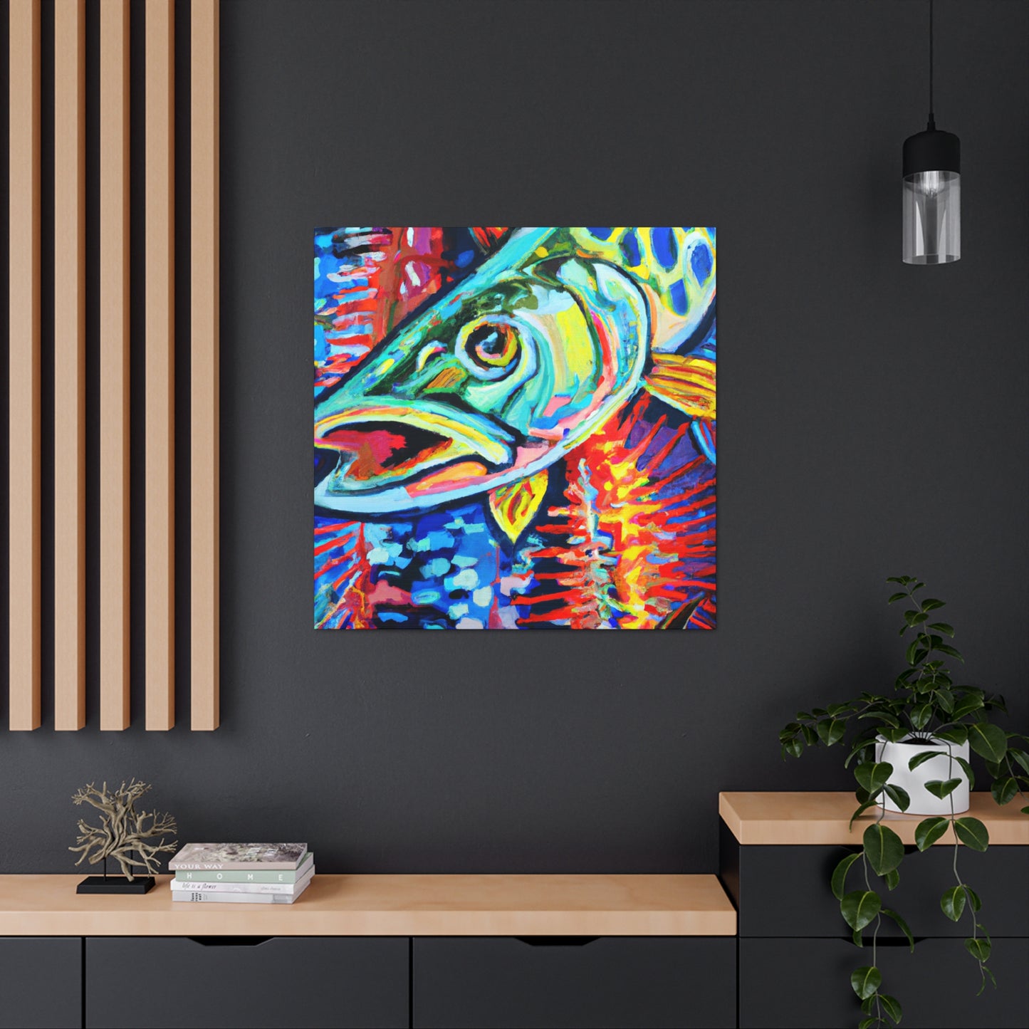 "Pike in Moonlight Aquarium" - Canvas